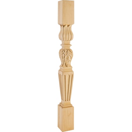 3-1/2 Wx3-1/2Dx35-1/2H White Birch Fluted Acanthus Post